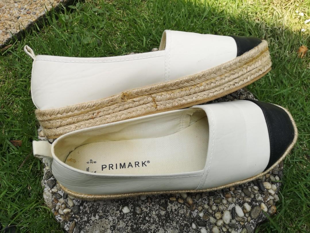 Primark Espadrille White Black US8 Slightly Used Women s