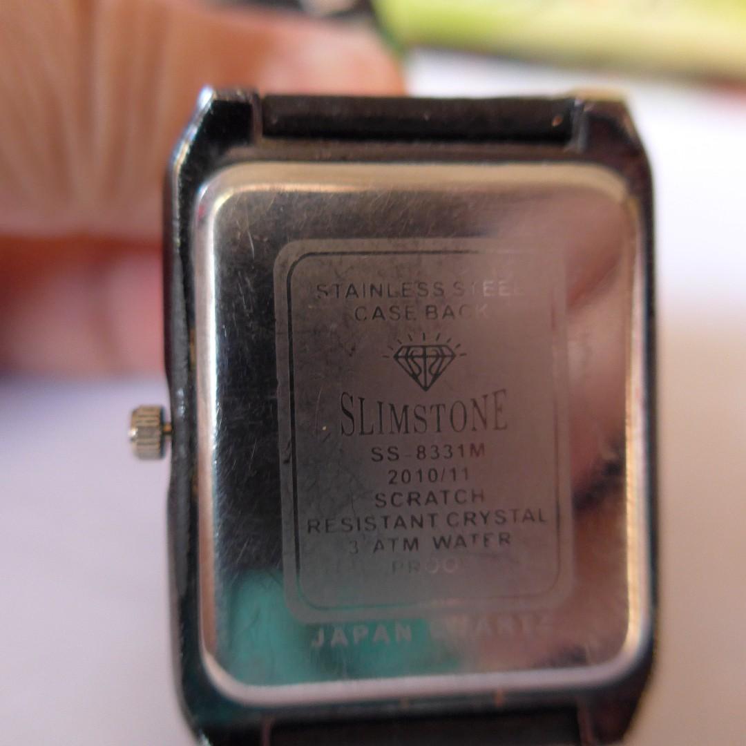Slimstone Quartz Rectangular Black Dial Watch
