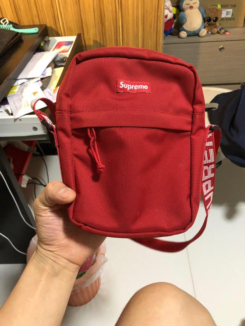 Supreme shoulder bag ss18 red, Men's Fashion, Bags, Sling Bags on 