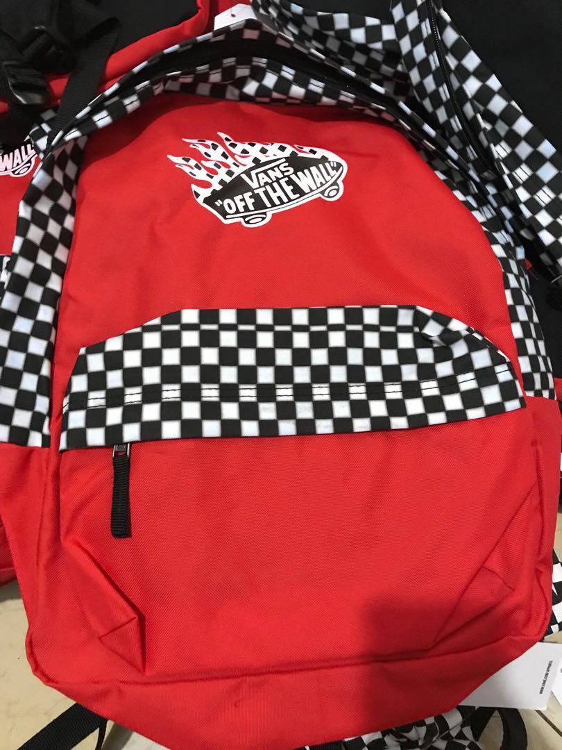 vans red checkerboard backpack
