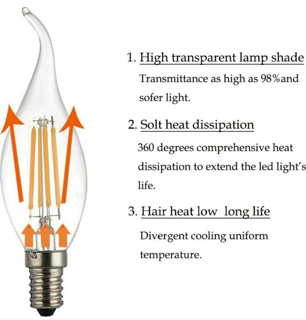 1278 Ralbay Filament Led Lamp Replaces 40 Watt E14 Candle 4w 450 Lumen 2700k Warm White Filament Lamp 360 A 2v Ac With Glass Housing Not Dimmable Electronics Others On Carousell