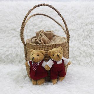 Tas Rotan Serut Bundar (Round) Teddy Bear