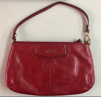 Coach red wristlet/purse pre owned authentic