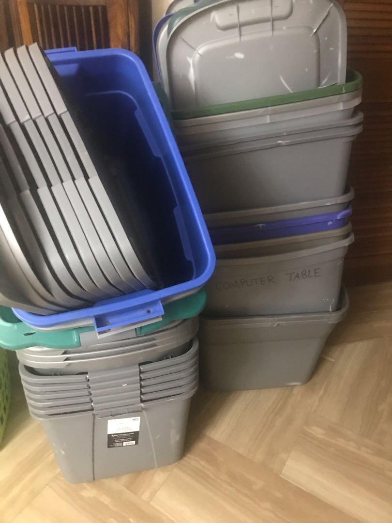 25 Large Plastic Tubs with Lids, Furniture & Home Living, Home