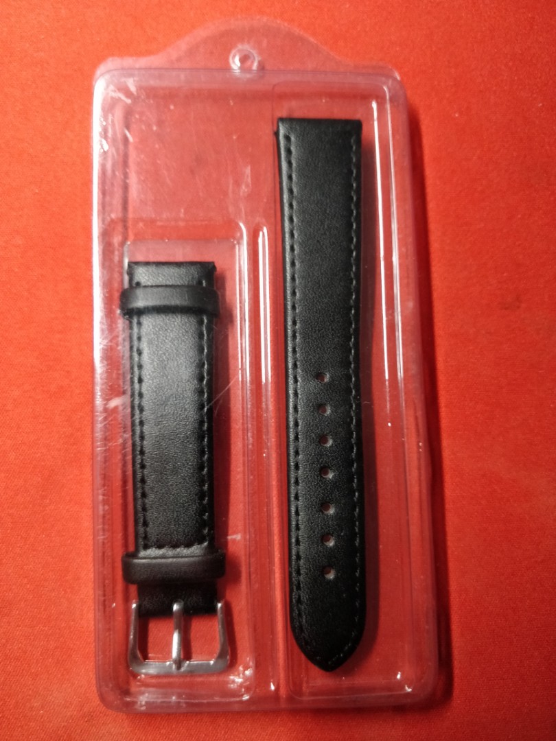 Basic black genuine leather strap 18mm, Men's Fashion, Watches on Carousell