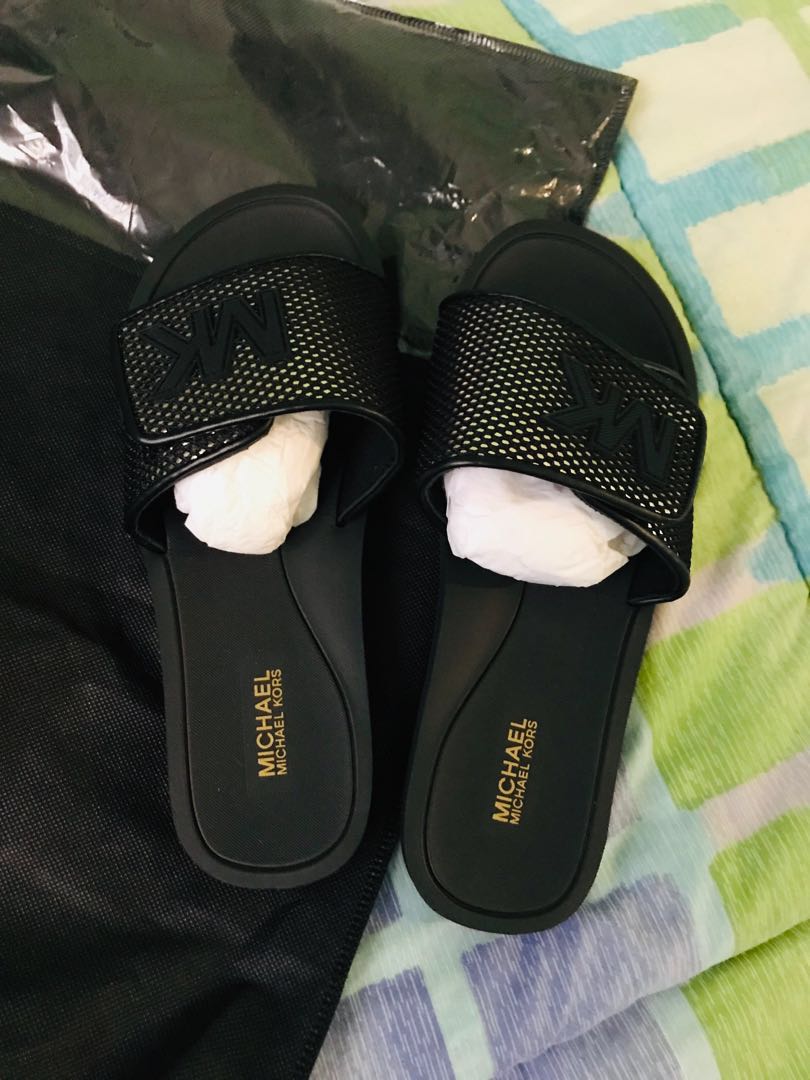 Black MK Slides, Women's Fashion, Footwear, Slippers and slides on Carousell