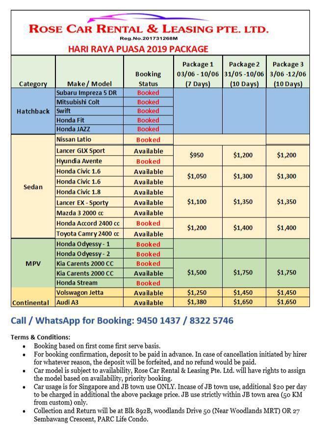 Car Rental And Leasing For Hari Raya Booking Cars Vehicle