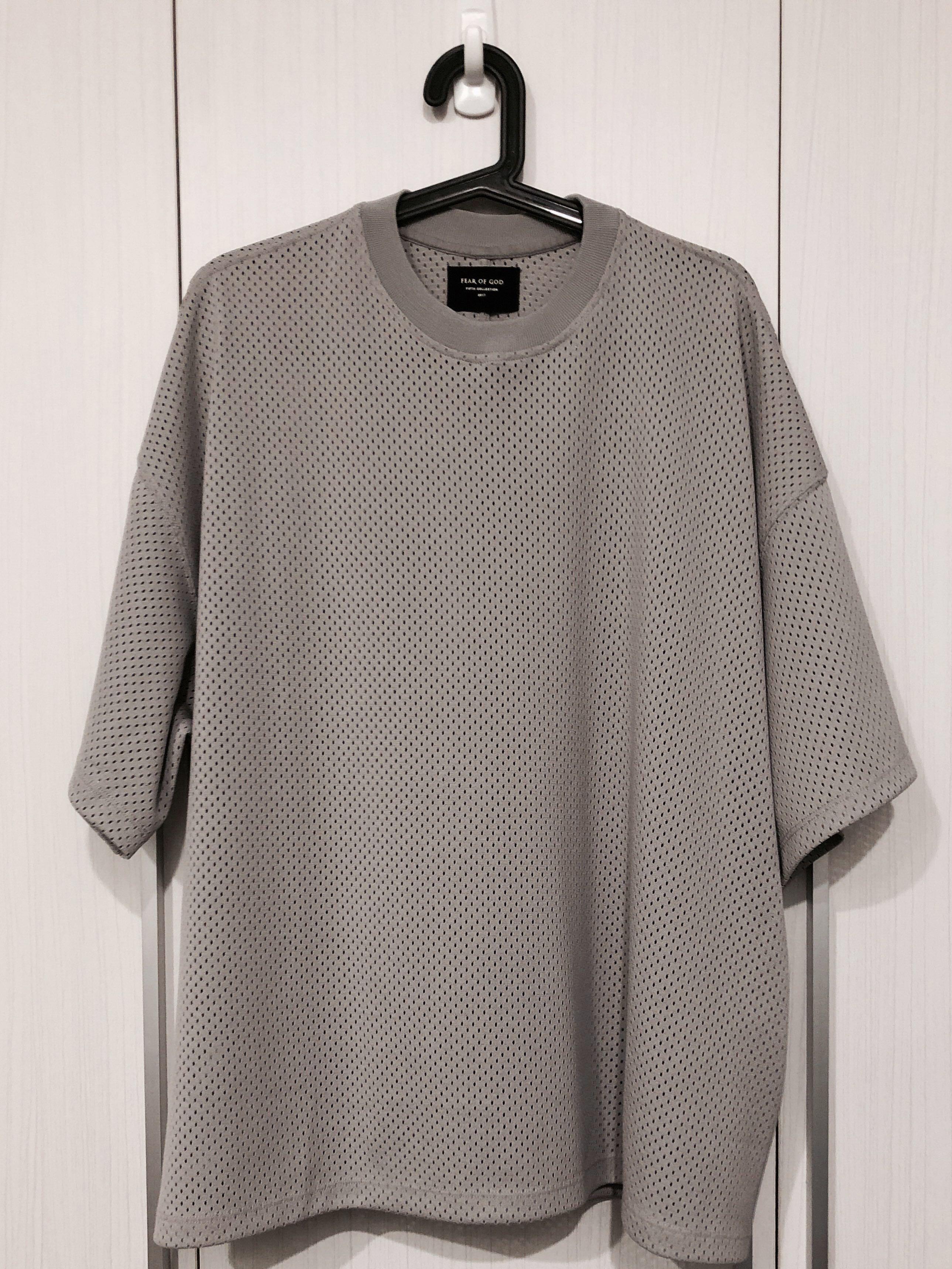 FEAR OF GOD FIFTH COLLECTION GREY MESH TEE, Women's Fashion, Tops 