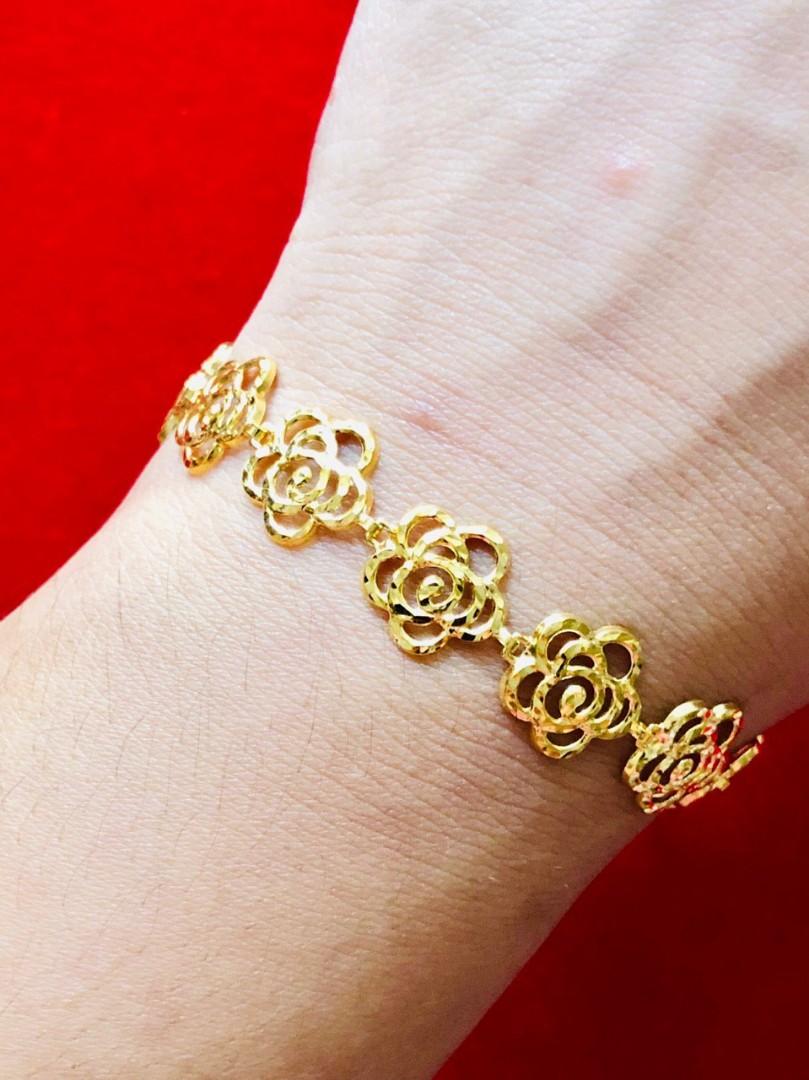 Gelang Tangan Bunga Ros Roses Bracelet Gold 916 Women S Fashion Jewellery On Carousell