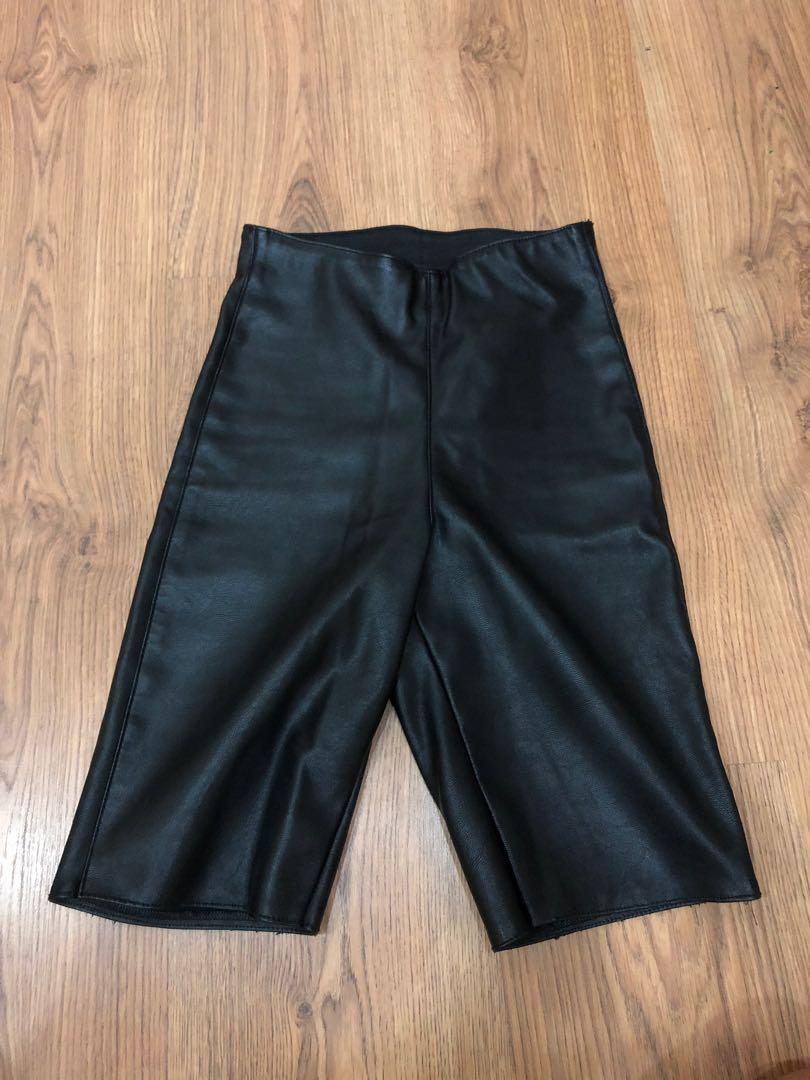 H M Faux Leather Cycling Shorts Fit Women S Fashion Clothes