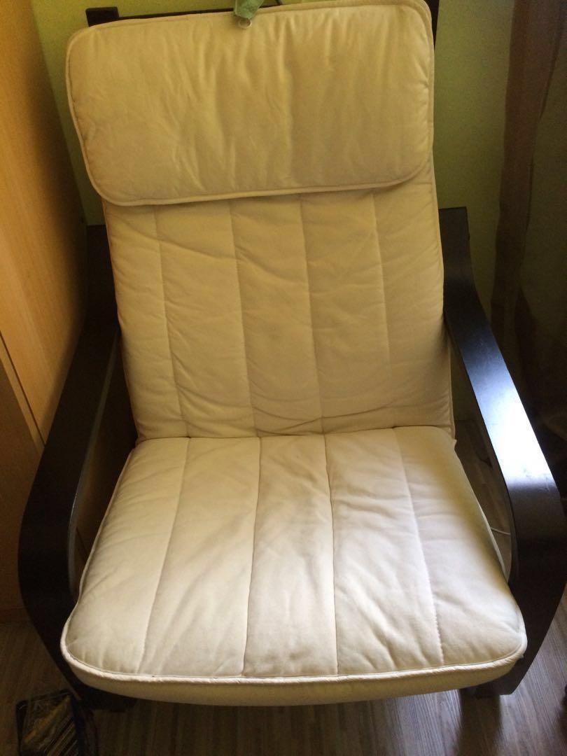 Ikea Poang Armchair In Beige And Red Cushion Furniture Tables