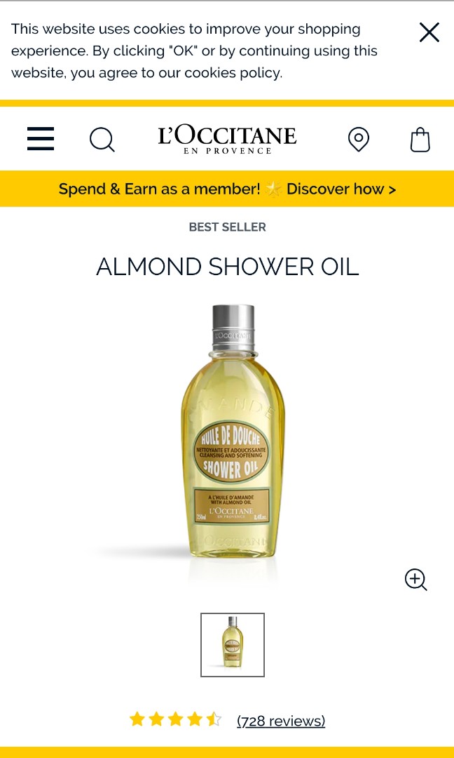 Loccitane Almond Shower Oil, Beauty & Personal Care, Bath & Body, Bath