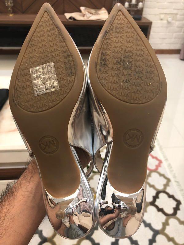 Michael kors discount kitten heel silver