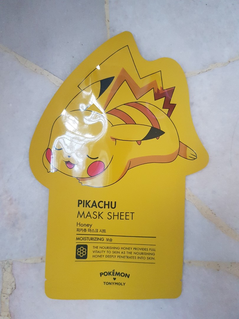 Pikachu Face Mask Sheet, Health & Nutrition, Face Masks & Face Shields ...