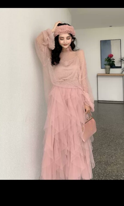 white colour long skirt