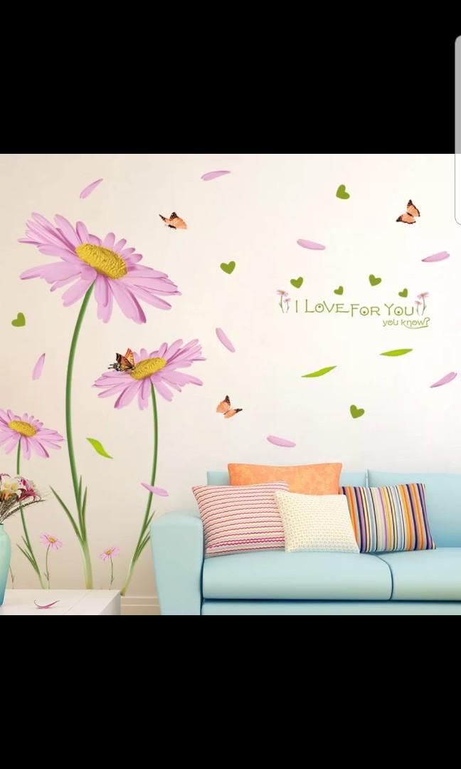 Romantic Netherlands Chrysanthemum Wall Sticker Bedroom