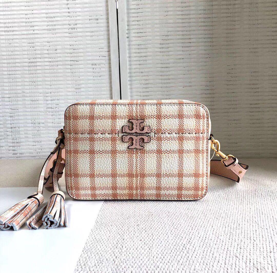 Tory burch mcgraw plaid camera bag 2025