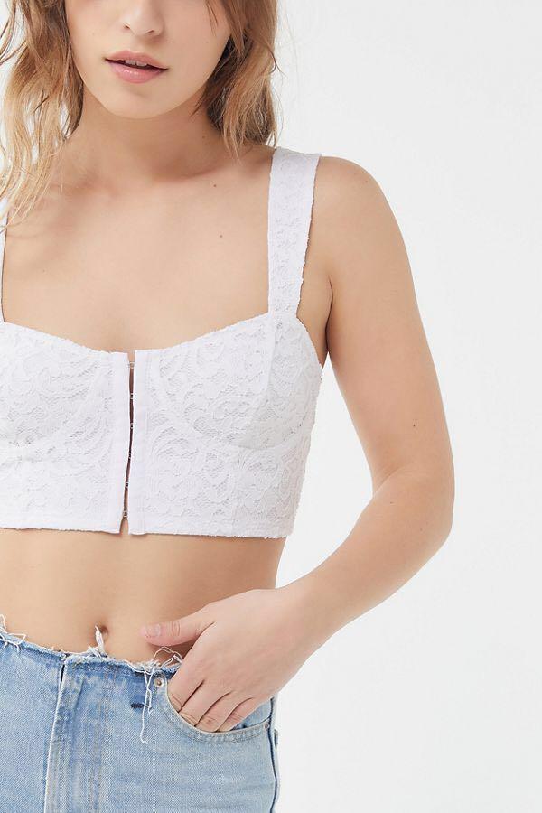 white lace bustier crop top
