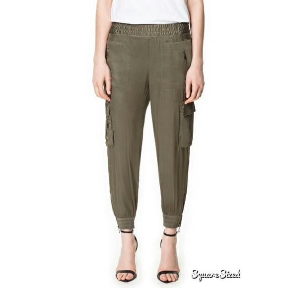 zara green cargo pants