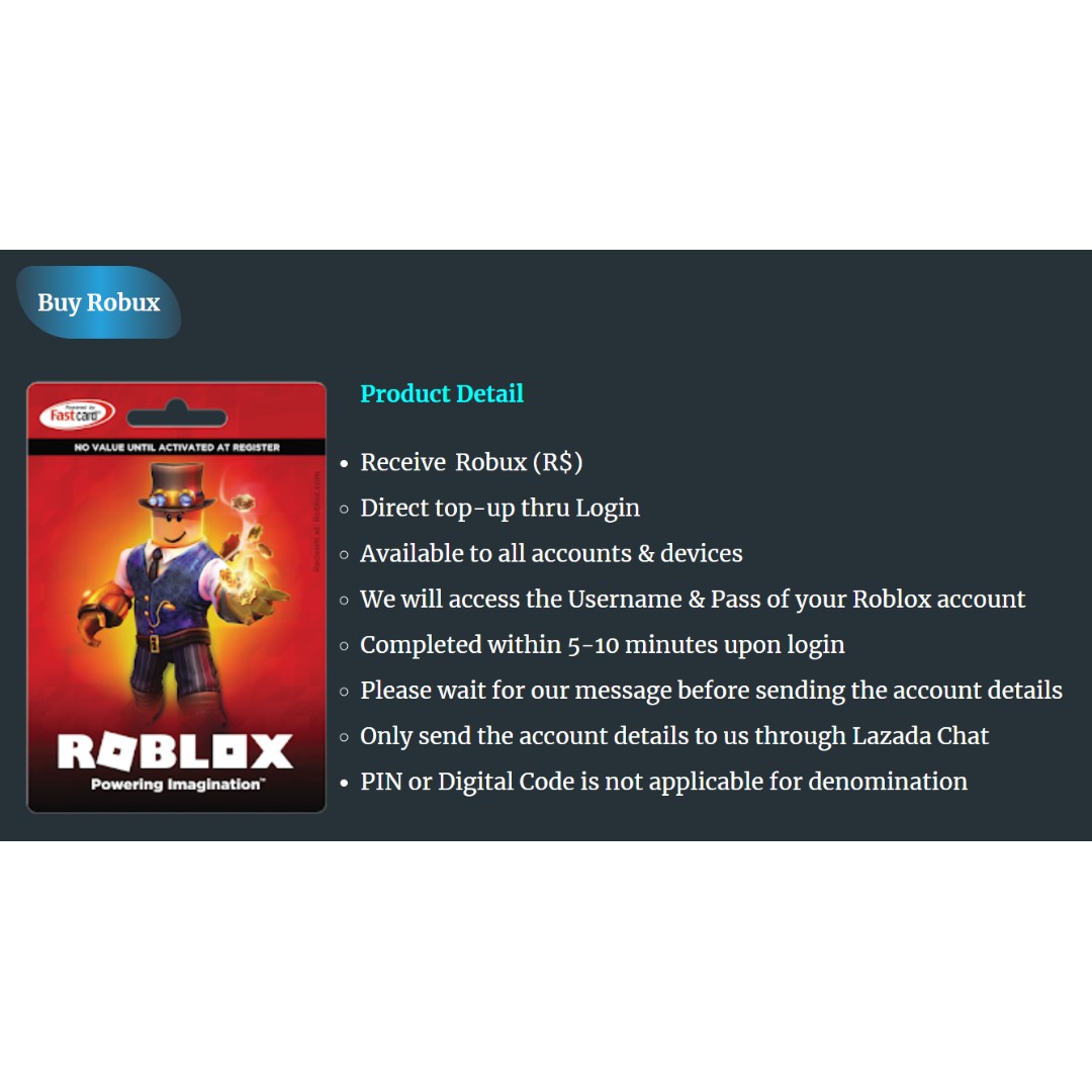 5 Roblox Robux Top Up Tickets Vouchers Store Credits On Carousell - lazada roblox card