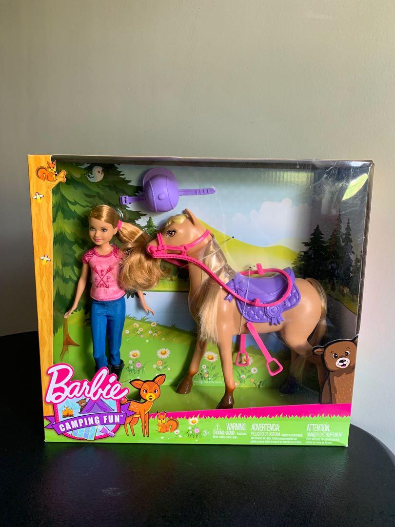 barbie camping fun stacie doll horse set