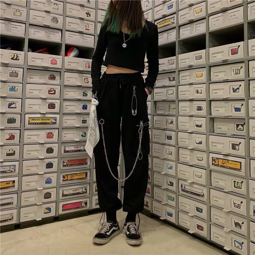 black chained pants