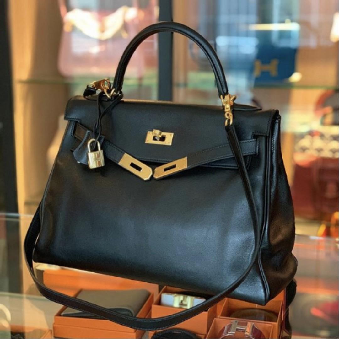 Hermes Kelly 32 Retourne Vintage in Black, Women's Fashion, Bags & Wallets,  Cross-body Bags on Carousell