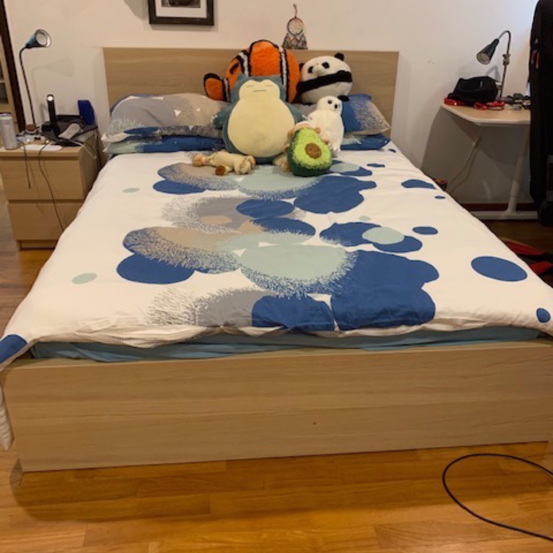 Ikea Malm Bed Frame Only Two Bedside Cabinets Furniture Beds Mattresses On Carousell