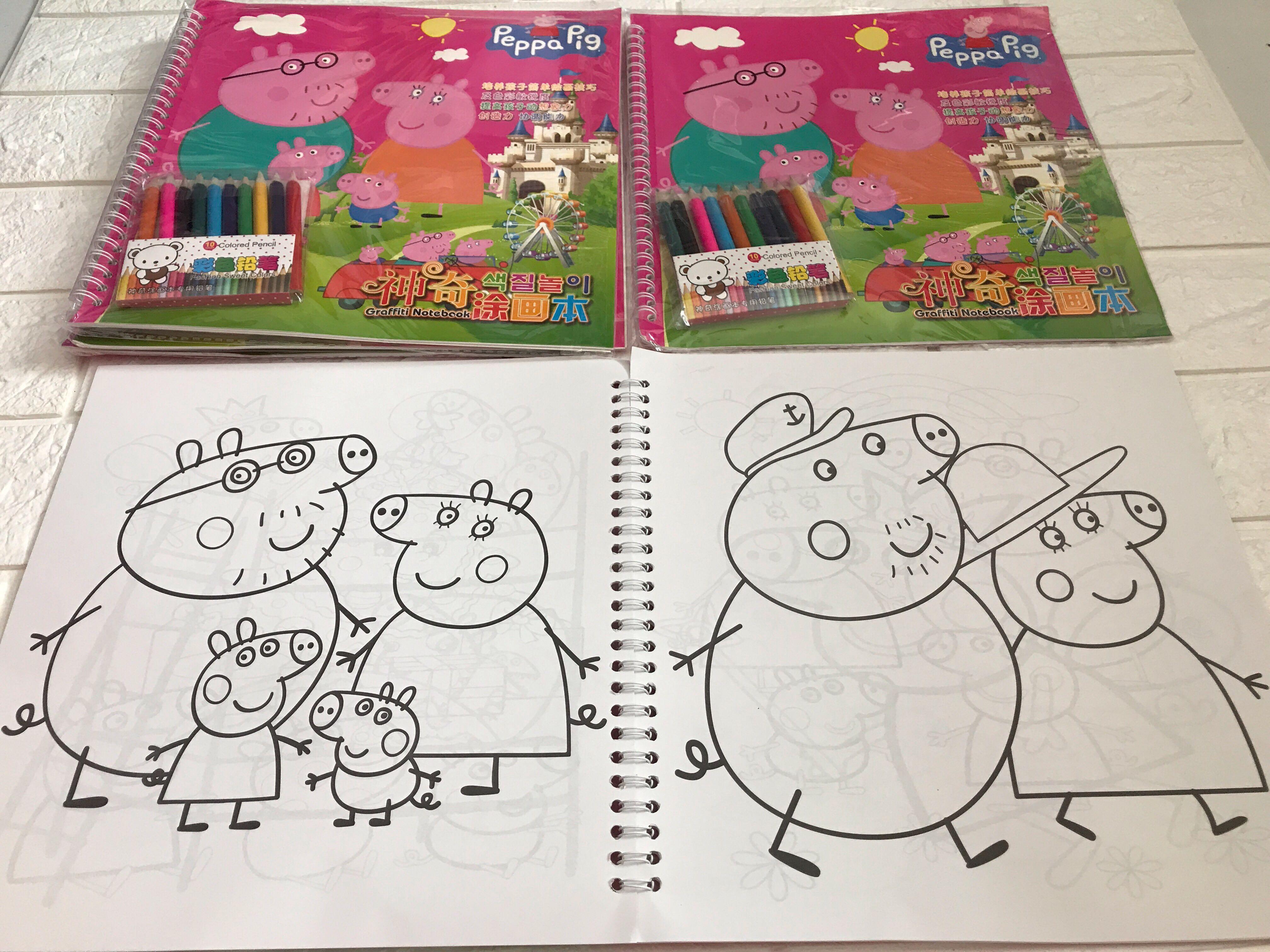 Instock Peppa pig kids Coloring Book Set Brand New, Hobbies ...