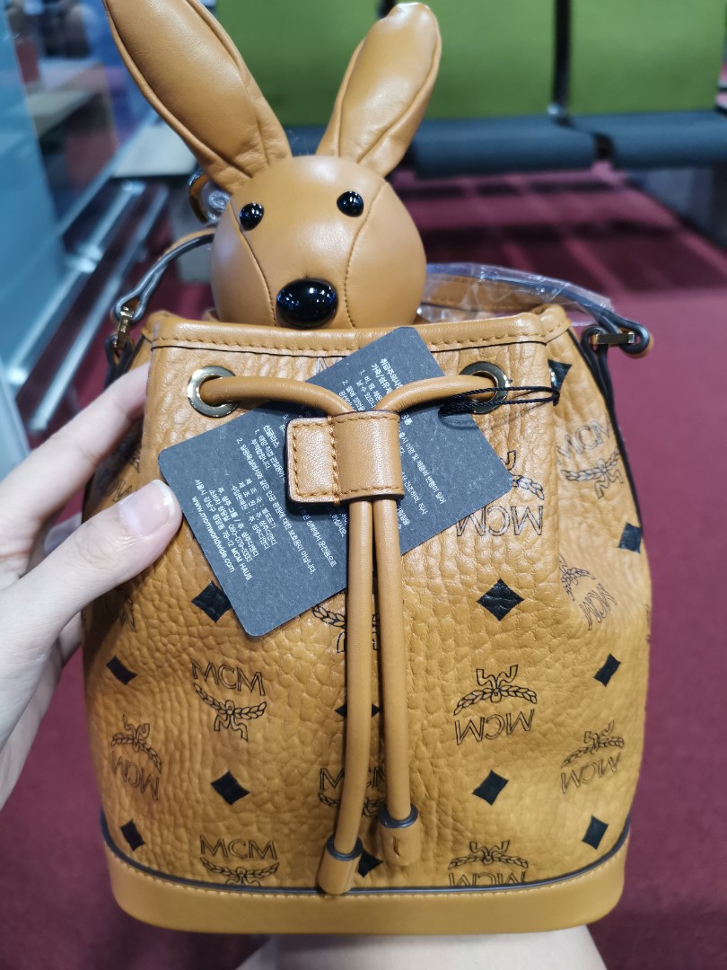 Mcm rabbit cheap drawstring bag