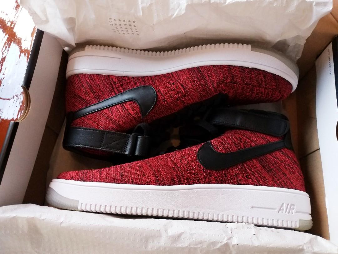 nike air force 1 black and red mid