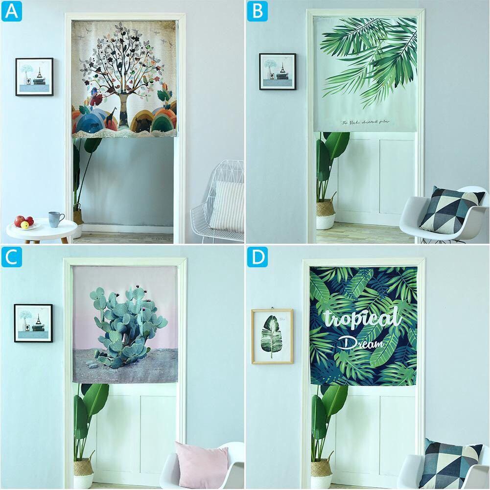 Plants Digital Printed Sheer Doorway Short Kitchen Door Curtains
