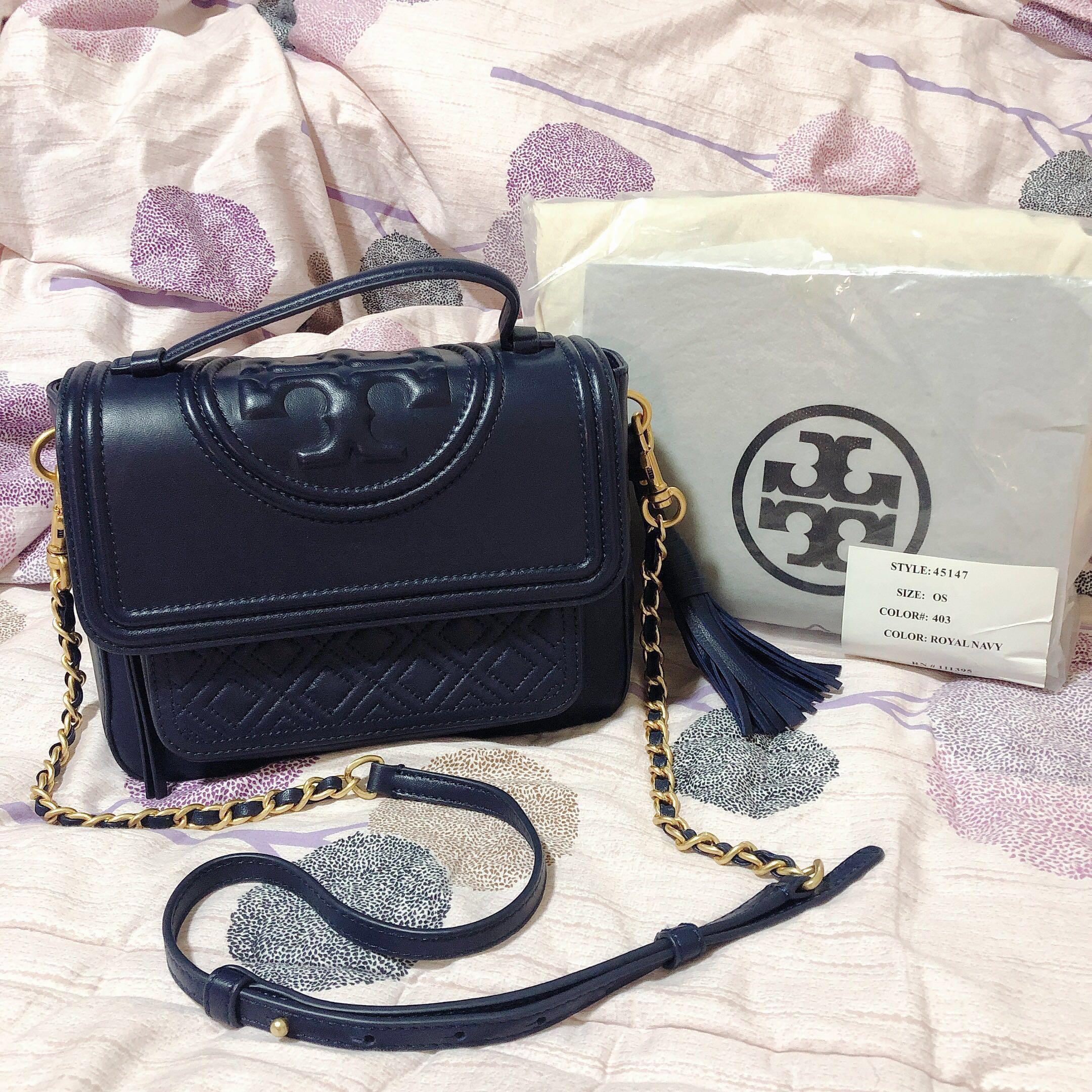 Tory burch fleming satchel navy hotsell