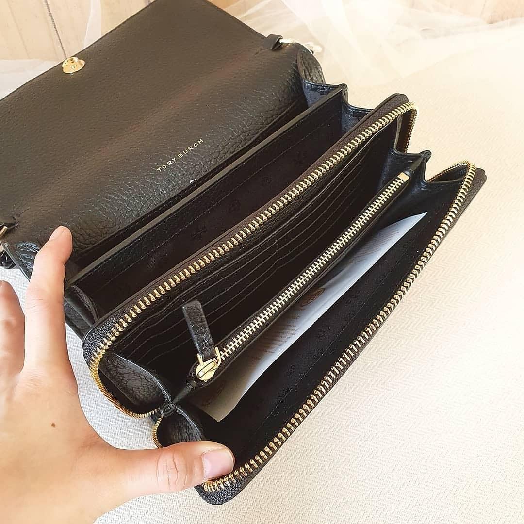 Tory Burch taylor flat wallet crossbody BLACK SIZE 20CM X 13CM Barang Mewah Tas Dompet di Carousell