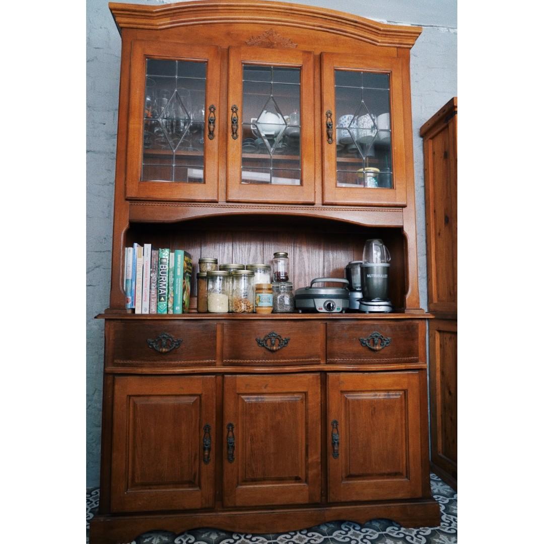 Traditional Farmhouse Wooden Display Cabinet Kitchen Larder Furniture Shelves Drawers On Carousell