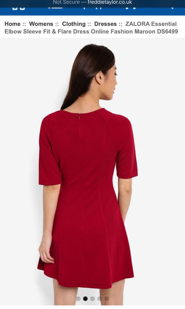 Elbow sleeve fit sales and flare dress