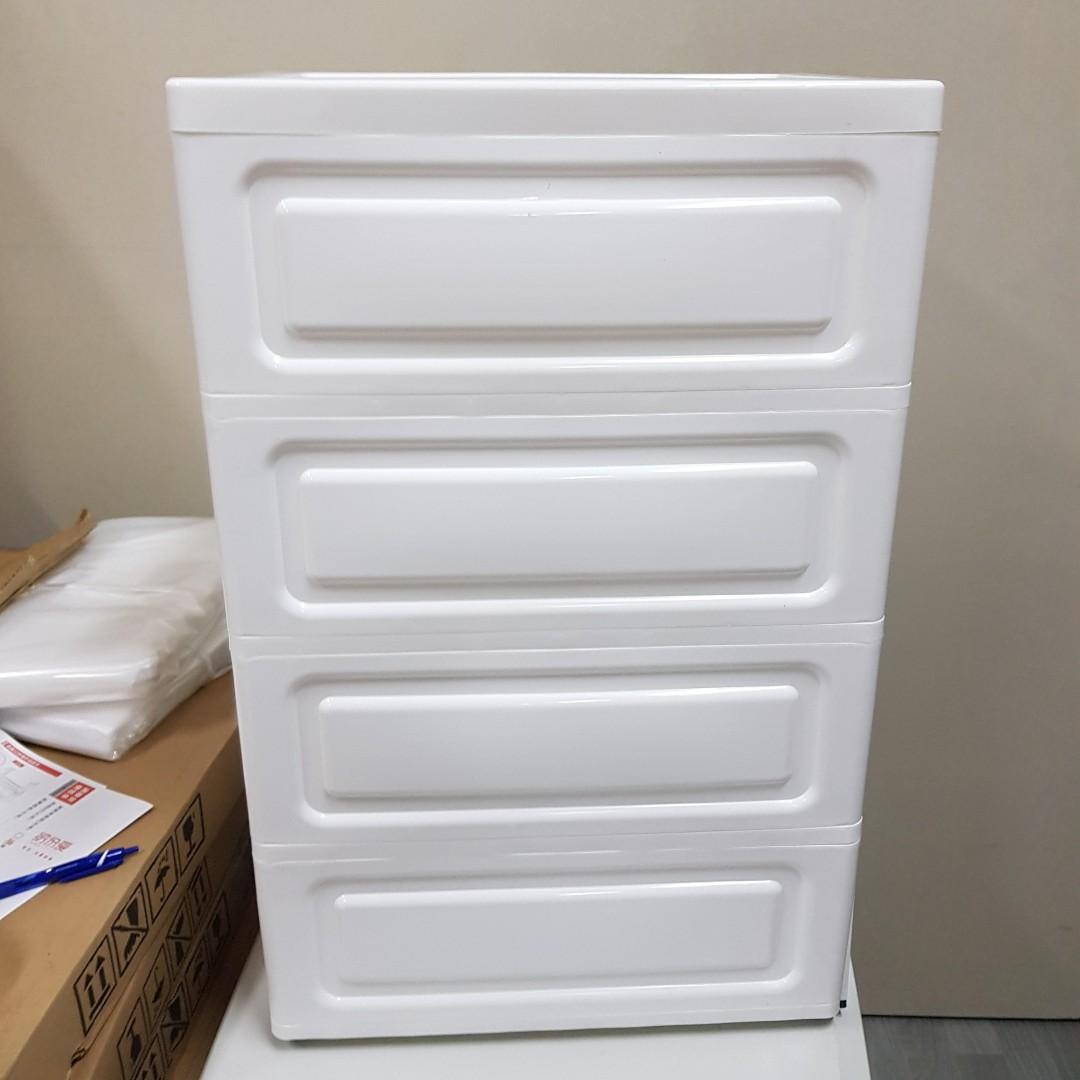 4 Layer With Lock Plastic Drawer Storage Cabinet Macaron