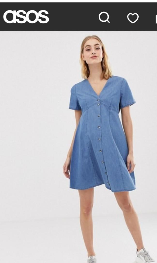 asos denim maternity dress
