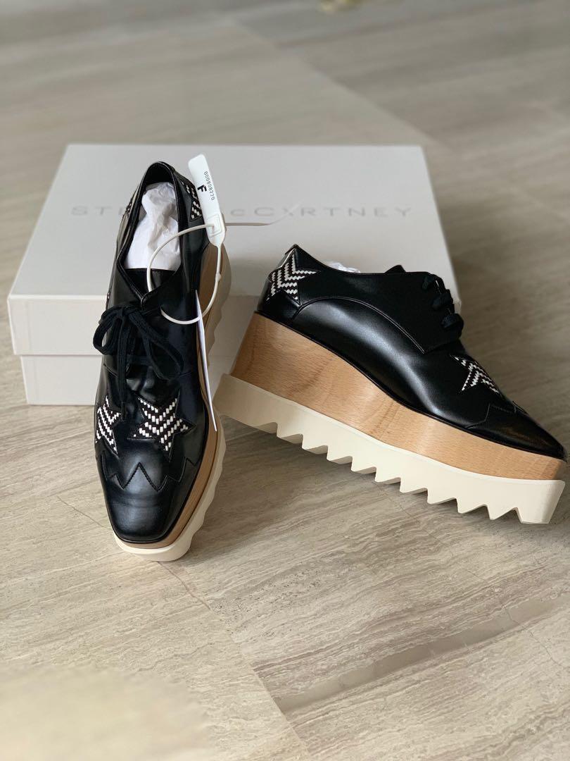 AUTHENTIC STELLA MCCARTNEY ELYSE STARS PLATFORM SHOES BL WH SIZE
