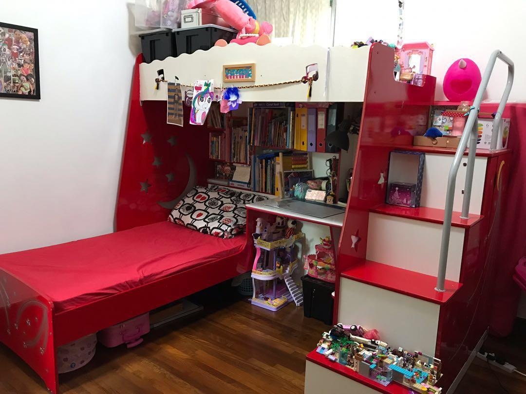 Bunk Bed Double Decker With Study Table And Cabinets Furniture