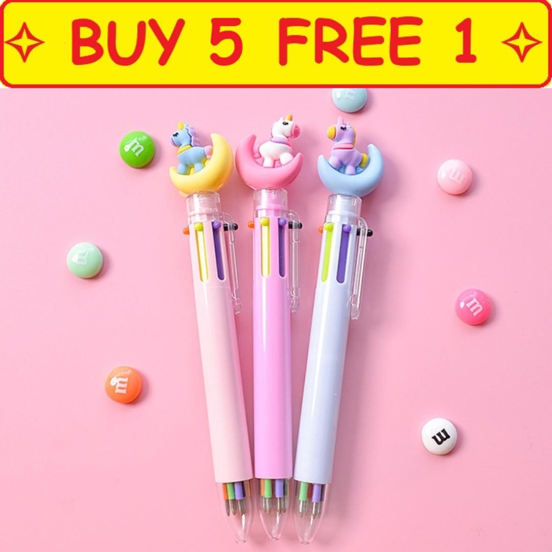 Buy 5 Free 1 Design 7 Multicolor Unicorn Pen Goodie Bag