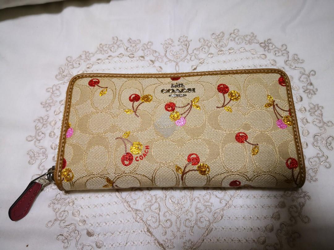 Coach, Bags, Coach Accordion Zip Wallet With Cherry Print