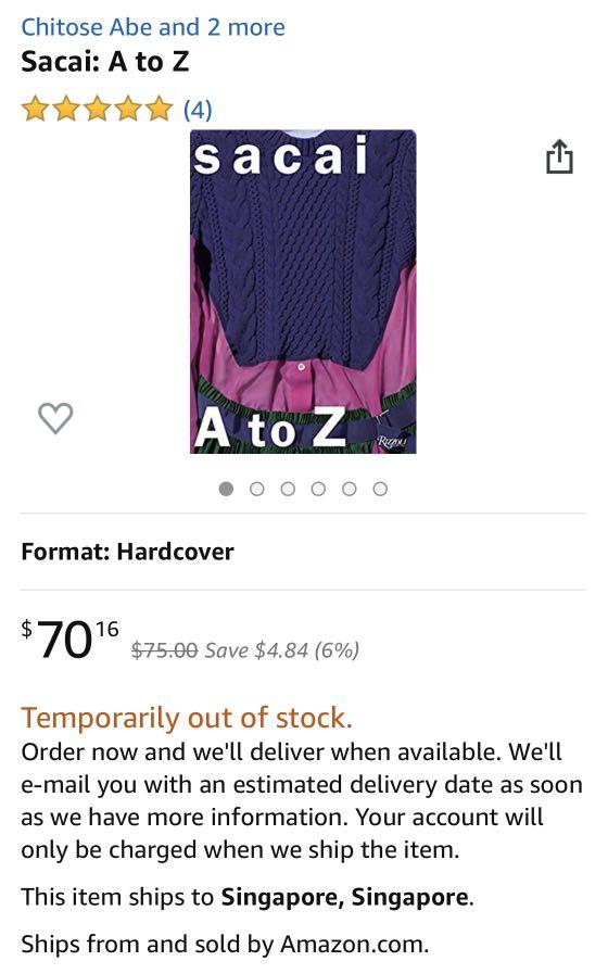 CHITOSE ABE: SACAI A TO Z HARDCOVER COFFEE TABLE BOOK BY RIZZOLI