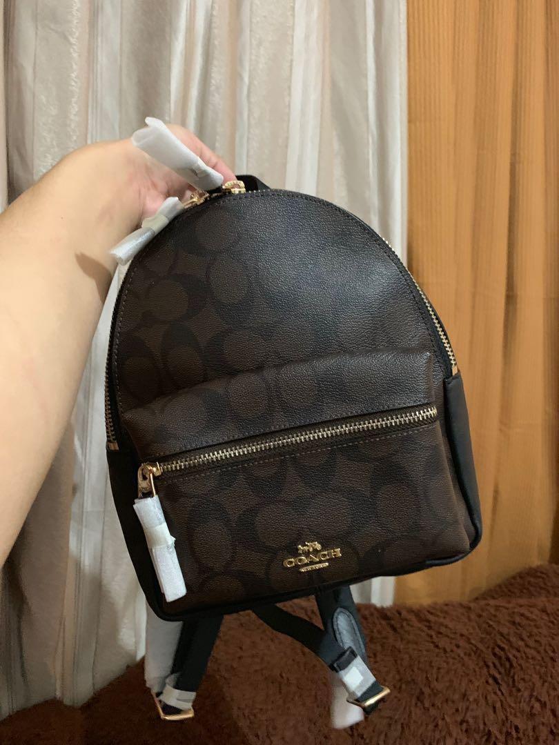Mini charlie backpack in signature canvas outlet