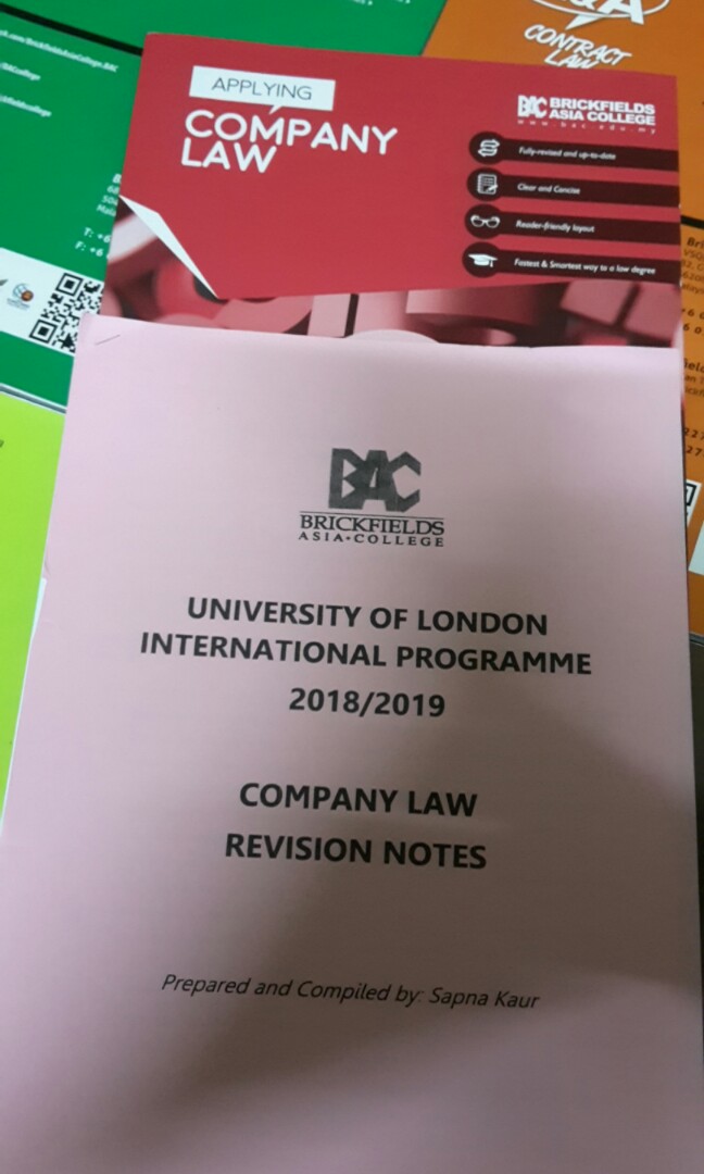 Company Law Revision Notes | The Following Class