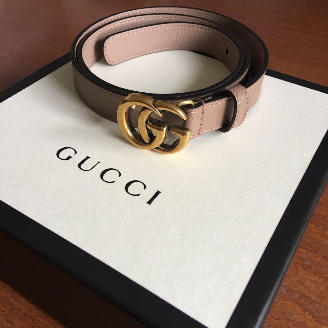 dusty pink leather gucci belt