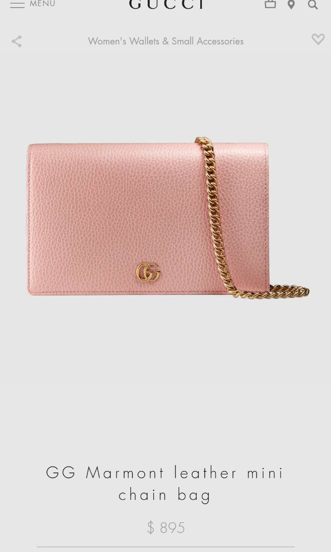 Gg marmont leather mini chain bag pink hot sale
