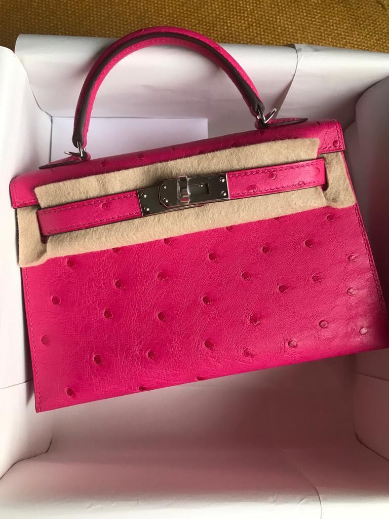 Hermes Kelly 20 Rose Tyrien Ostrich