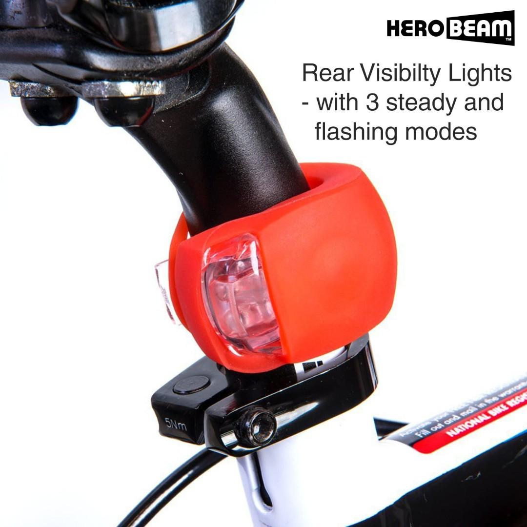 HeroBeam Bike Lights Double Set The Ultimate Lighting and Safety Pack of Super Bright Front Bicycle Lights Tail Lights and Wheel Lights Furniture Home Living Lighting Fans Lighting on