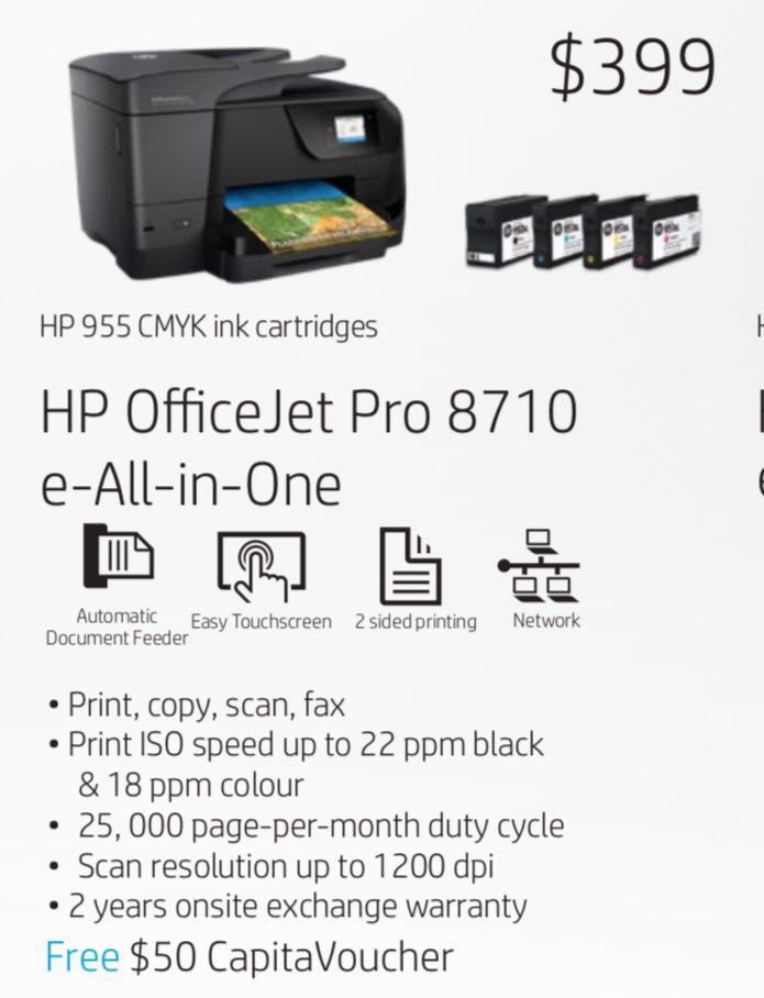 HP OfficeJet Pro 8710 All-in-One Printer Free $50 Capita voucher , Electronics, Computers ...
